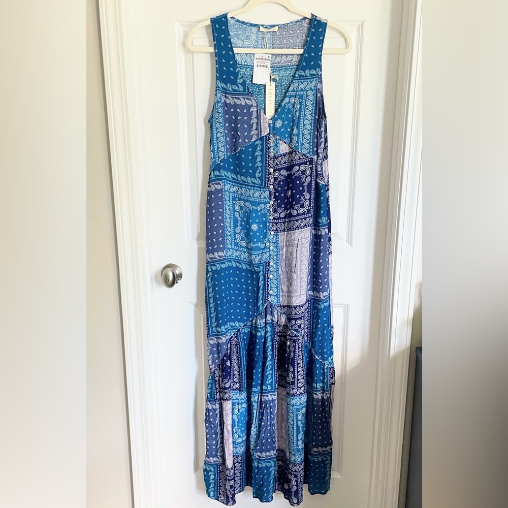 Lovestitch Patchwork Blue Maxi Dress